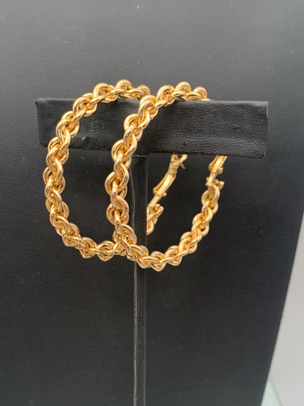 Gold-Tone stiff Rope Hoop Earrings - Elegant Women’s Jewelry